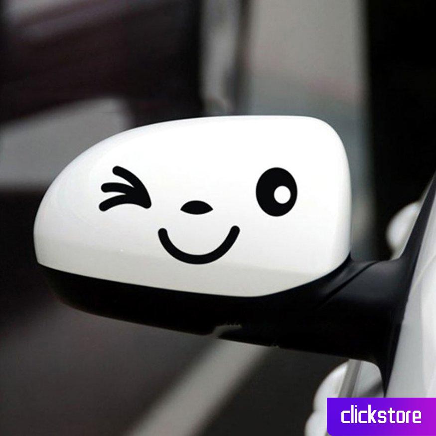 Miếng Dán Trang Trí Gương Chiếu Hậu Hình Mặt Cười Vui Nhộn Dành Cho Xe Hơi