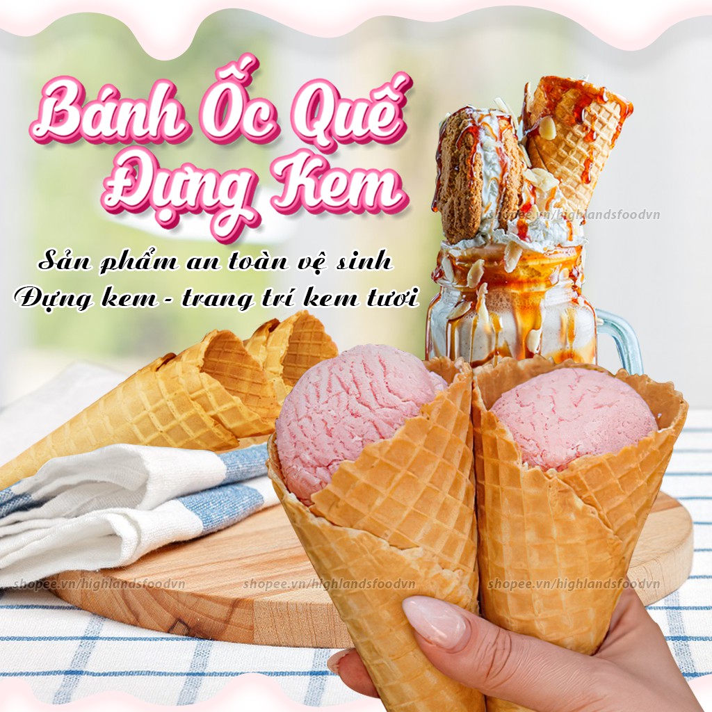 Vỏ Bánh Ốc Quế Đựng Kem - Bịch 10 Cái Thơm Giòn Ăn Kem