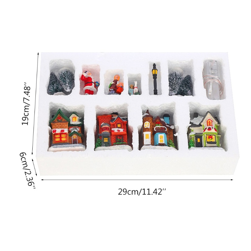 Set 10 Ngôi Nhà Tuyết Có Đèn LED Phát Sáng Trang Trí Giáng Sinh