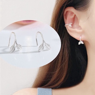 Bông lá đeo kẹp vành tai cho bạn nữ - Bông tai bạc ta