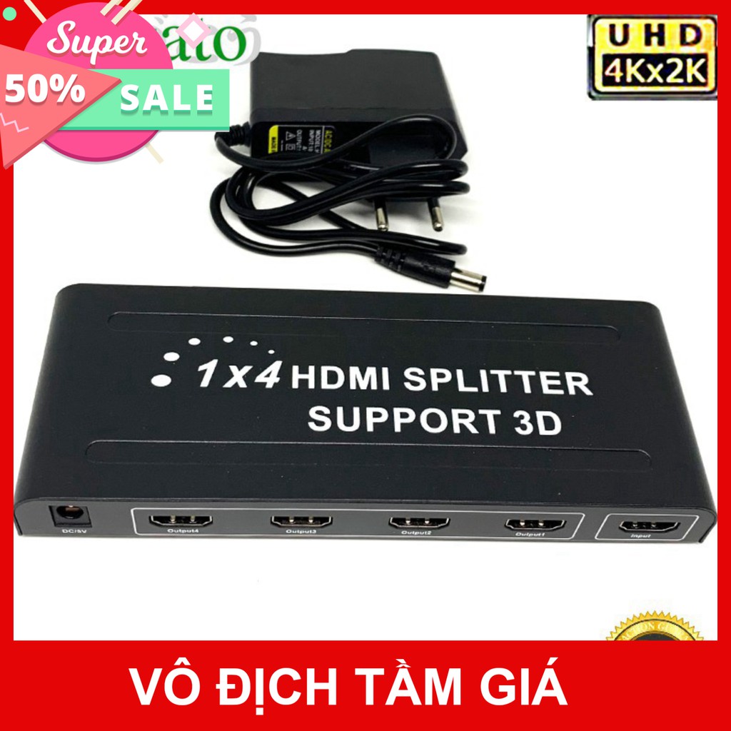 💚 Bộ chia HDMI 1 ra 4 1080 2k 4K , HUB HDMI 1 ra 4 hỗ trợ 3D mạch dài 💚