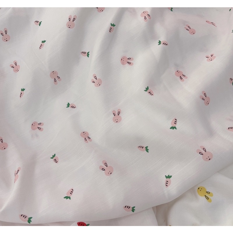 vải đũi mịn mềm mát thỏ cà rốt nhỏ