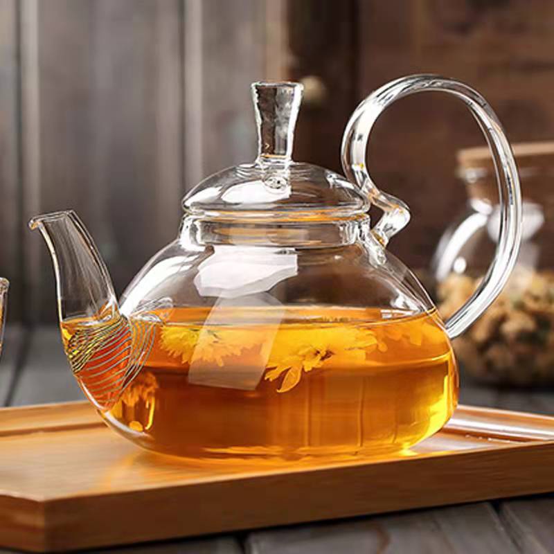 Bộ ấm trà thuỷ tinh cao cấp quai cong