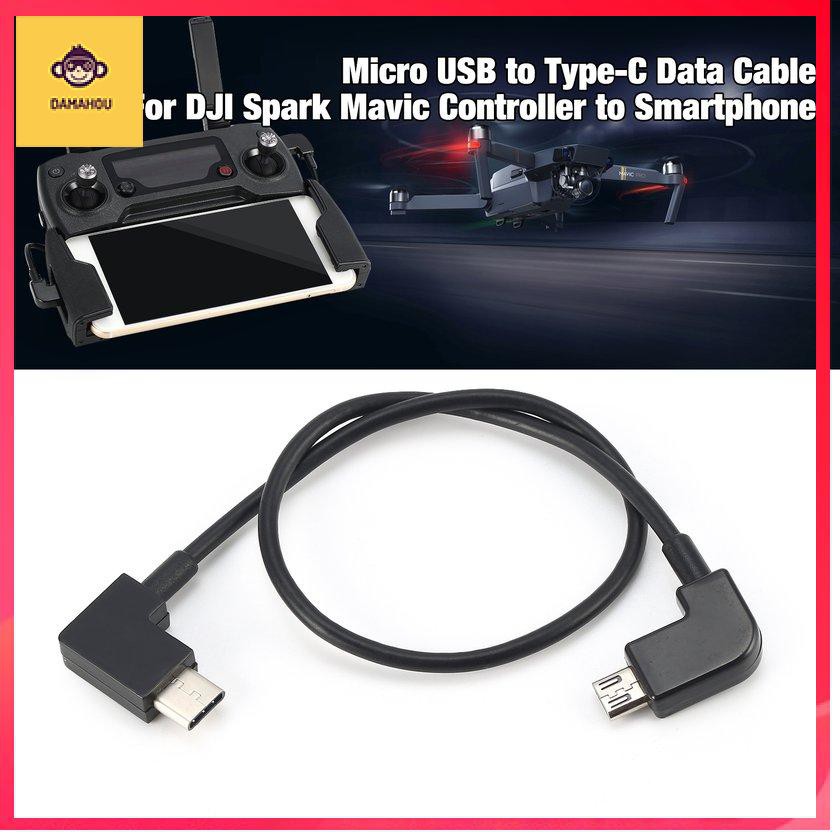 【Trong kho】Dòng cáp dữ liệu Micro USB to Type-C cho điện thoại thông minh Bộ điều khiển DJI Spark Mavic