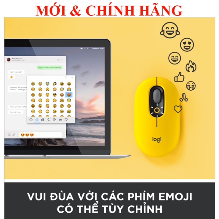 Chuột không dây bluetooth Logitech POP MOUSE - giảm ồn, nút emoji tùy chỉnh