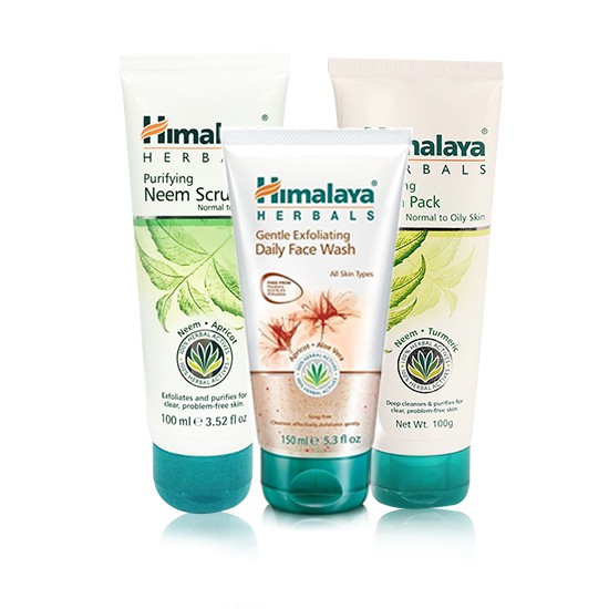 Combo sáng da ngừa mụn Himalaya Herbals Daily Face Wash 100ml + Neem Scrub 100ml + Face Pack 100ml