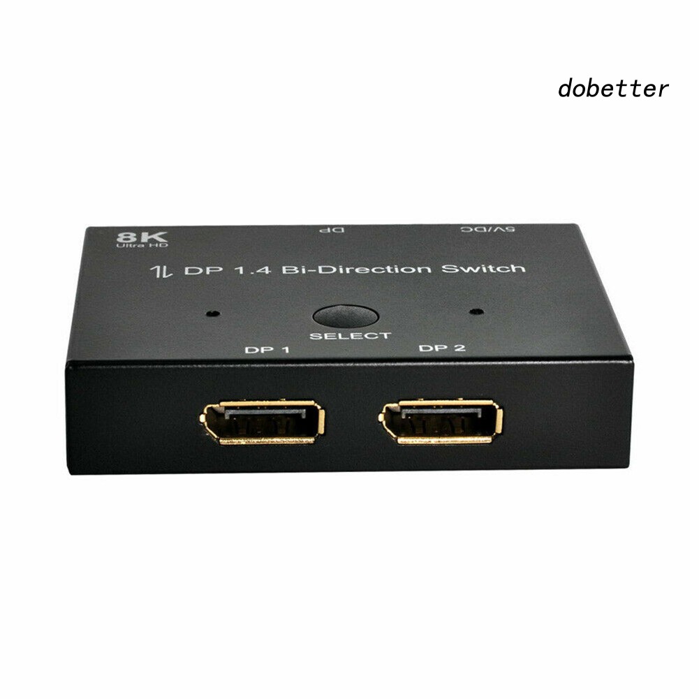 DOH_8K DP 1 In 2 Out Displayport Splitter Switch for HDTV Graphics Card Computer