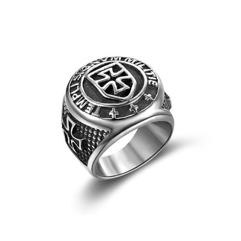 Nhẫn hiệp sĩ Thập tự giá thép titan thời trang nam