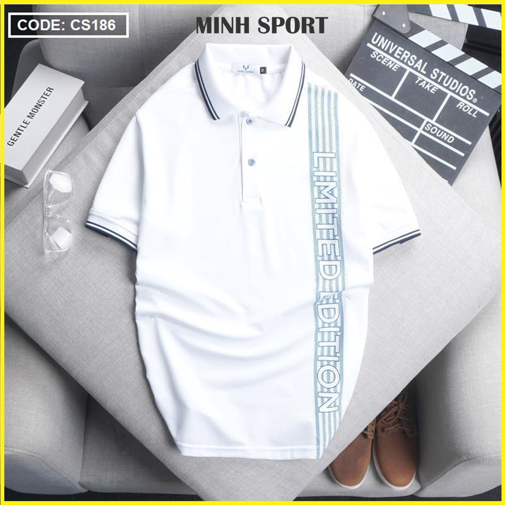 Áo Thun Polo Nam Tay Ngắn Cổ Bẻ In Họa Tiết Sọc, Chất Vải Thun Poly Thái Co Giãn Tốt, Mặc Mát mã AO.36