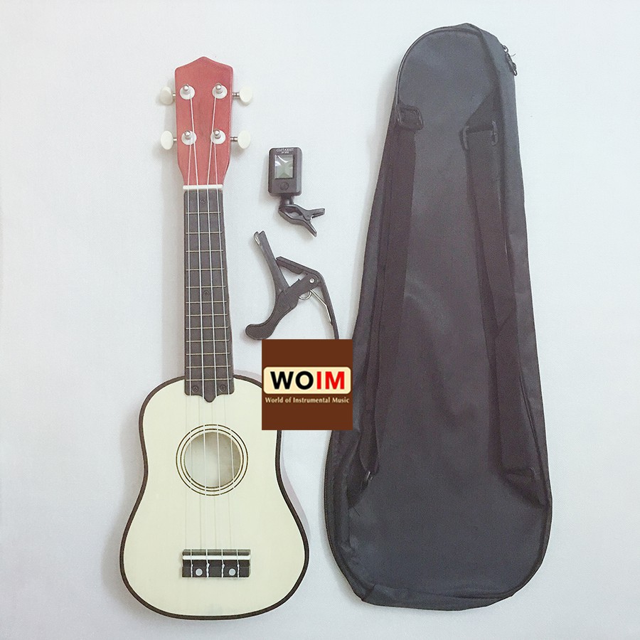 Đàn Ukulele Soprano Size 21 Inch Woim 35A15 tặng kèm capo nâng tông + bao vải thời trang + máy lên dây