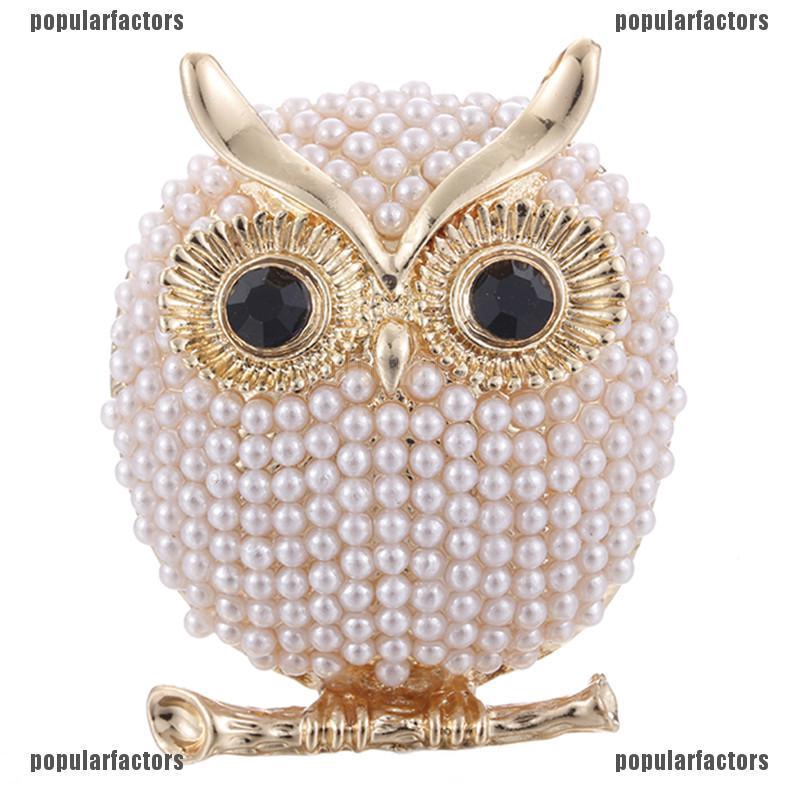 Ghim Cài Áo Hình Cú Mèo Đính Ngọc Trai Nhân Tạo