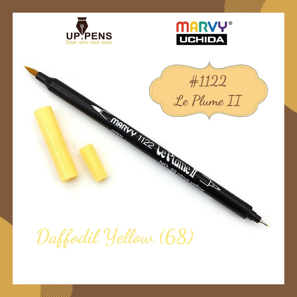 Bút lông đầu cọ viết calligraphy Marvy Le Plume II Double-Sided Watercolor Marker - Màu vàng sáng (Daffodil Yellow - 68)