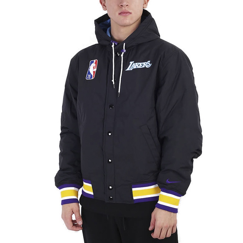 [ HÀNG CHÍNH HÃNG ] ÁO KHOÁC NIKE NBA LOS ANGELES LAKERS BOMBER HOODED JACKET - BLACK