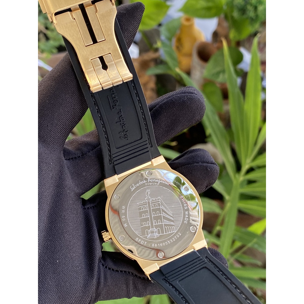 Đồng Hồ Nam Ferragamo F80 Classic Dây Da Cao Su Màu Đen - Size 41mm - Máy Quartz