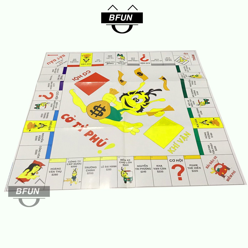 Bộ Cờ 2in1 ĐẠI PHÁT TÀI - Cờ Tỷ Phú Monopoly Việt Nam Giá Rẻ + Cờ Cá Ngựa Giấy Cao Cấp Đua Ngựa - Đồ Chơi Trẻ Em BFUN