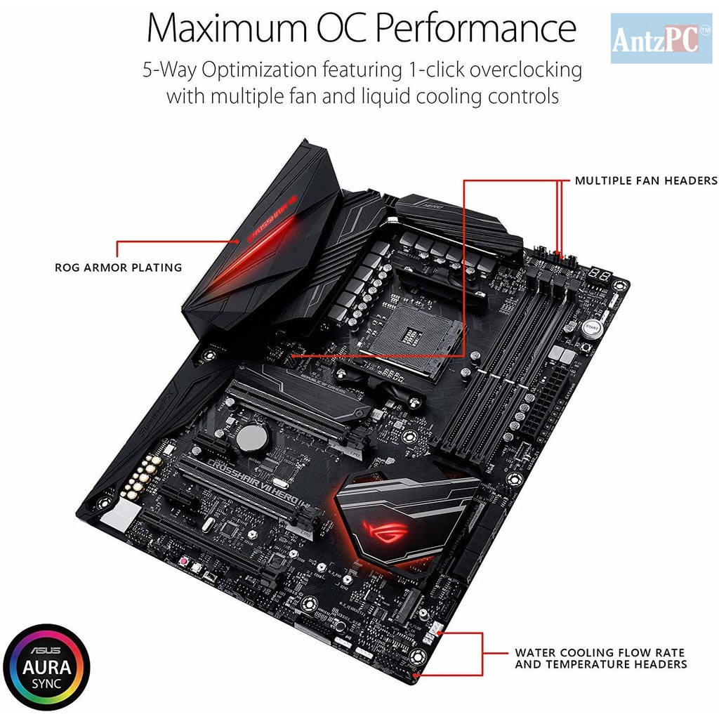 Bo mạch chủ ASUS ROG Crosshair VII Hero  AMD Ryzen 2 AM4 X470 DDR4 M.2 USB 3.1 Gen 2 ATX - Hàng Like new fullbox