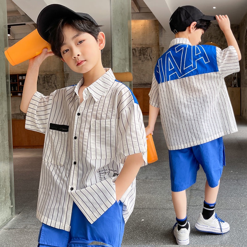 Bộ Áo Sơ Mi cotton Mỏng + Quần Dài Phong Cách Phương Tây Thời Trang Mùa Hè Hàng Mới Dành Cho Bé Trai Bé Gái 2022