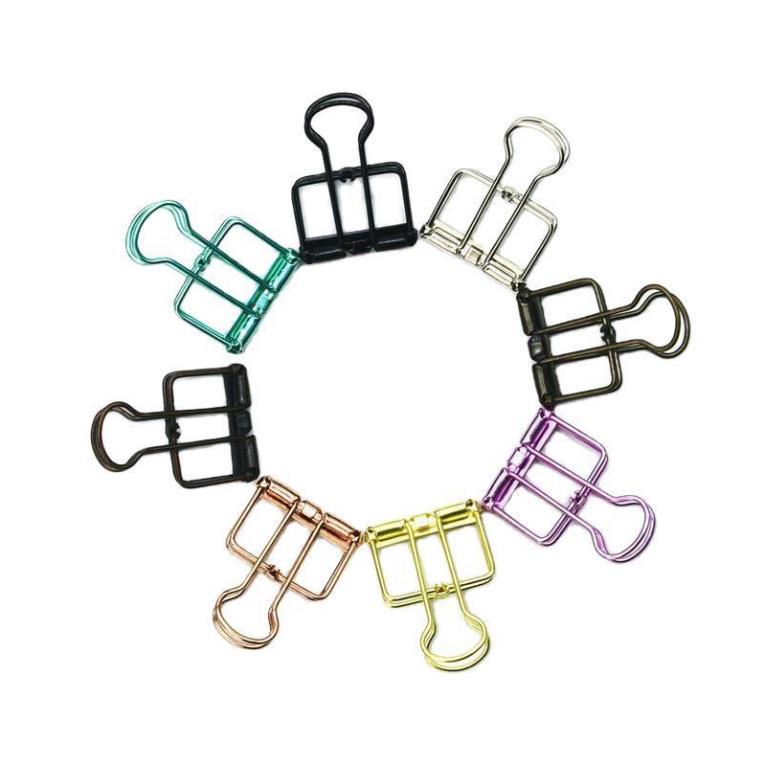 Kẹp giấy MILASO kẹp bướm kim loại dạng khung 3 size nhiều màu độc đáo SC-001357