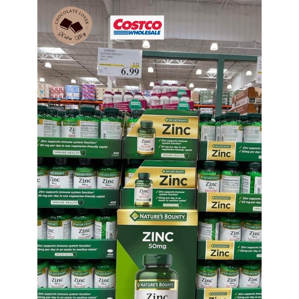 [Bill Mỹ🇺🇸] Viên uống bổ sung kẽm Nature’s Bounty Zinc 50mg 400 viên Mỹ