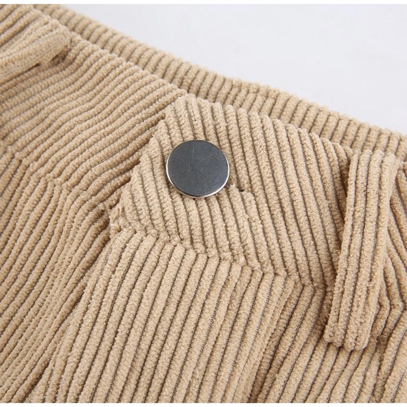 Quần dài ống suông nhung tăm tone nâu Retro