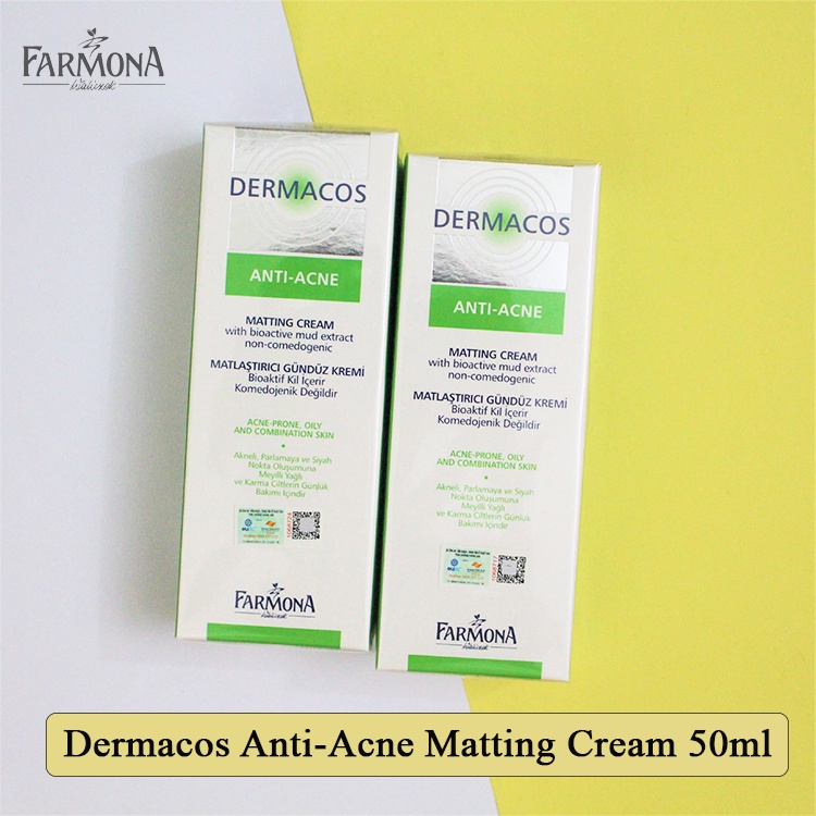 [TEM PHỤ-NHẬP KHẨU] Kem Dưỡng Dermacos Giảm Bóng Nhờn, Ngừa Mụn Anti-Acne Matting Cream 50Ml