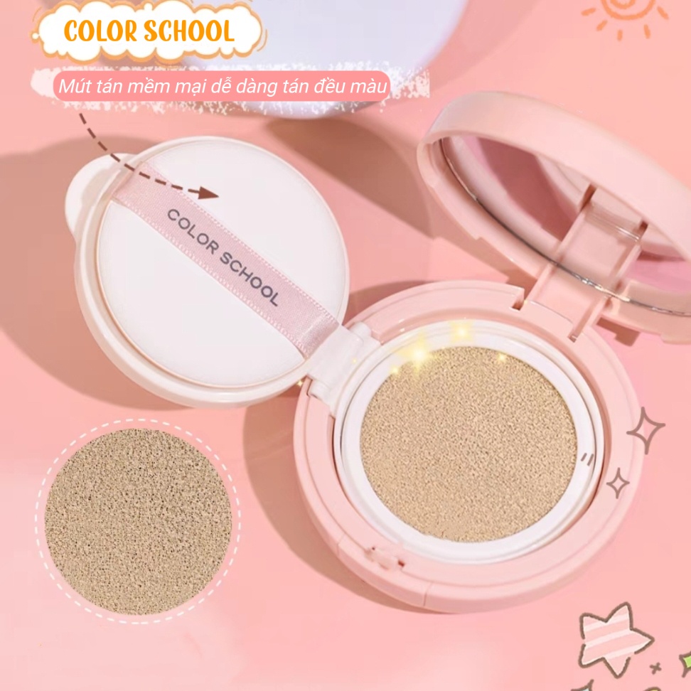 Phấn nước COLOR SCHOOL che khuyết điểm Moisturizing Nude Air Cushion Cream GOGO TALES MAFFIC MAFI34 CS004 COLO02