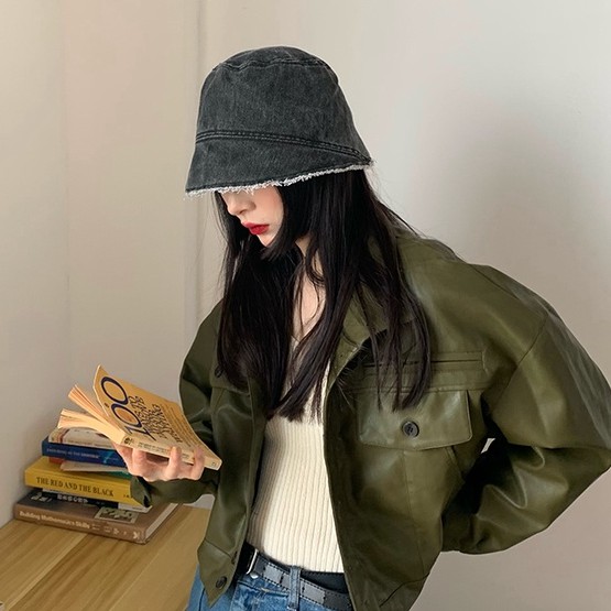 Mũ tai bèo vải denim vành tua rua giặt kỹ che mặt chống nắng thời trang mùa hè hàng mới 2021 dễ phối đồ dành cho bạn nữ