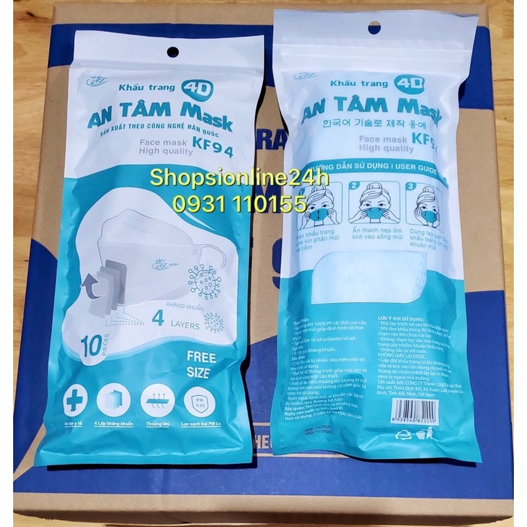✅ Thùng 300 cái khẩu trang kf94 An Tâm 4 lớp  màu  xanh da trời