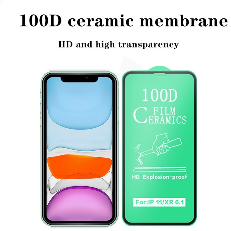 Miếng dán gốm cường lực 100D bảo vệ màn hình thích hợp cho iPhone 12 Mini 11 Pro Xr X Xs Max 8 7 6 6s Plus Se 2020