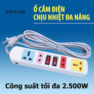 Ổ CẮM ĐIỆN 4 CỔNG+ DÂY DẪN DÀI 3M CÓ 2 CÔNG TẮC HONJIANDA [THÍCH THÌ MUA]