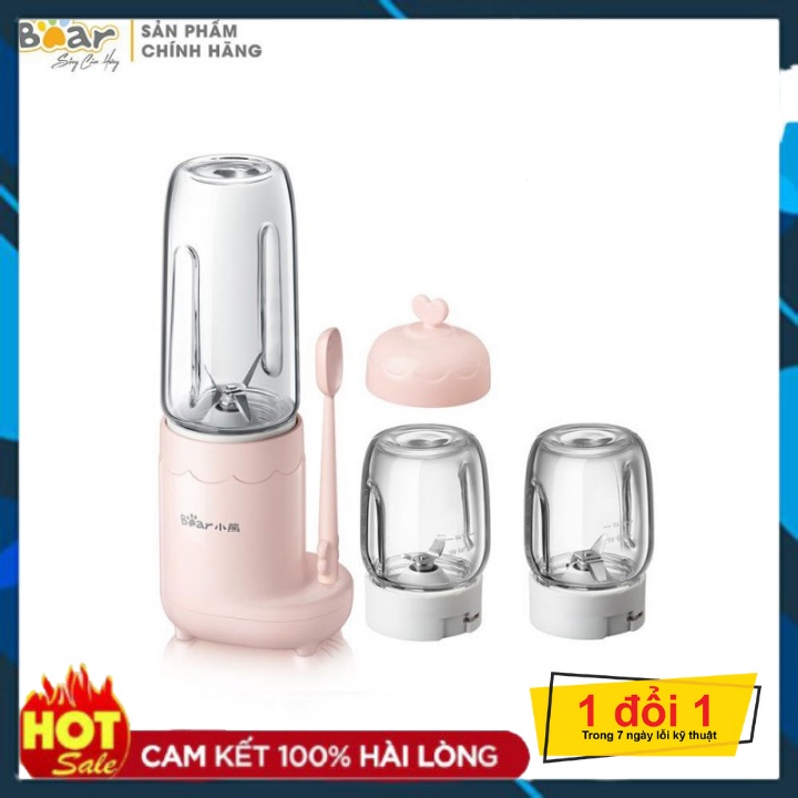 [ Hàng có sẵn - Hỏa Tốc HN]Máy Xay Đa Năng Bear 3 Cối Thủy Tinh Model LLJ-C04J1 Cao Cấp Dành Cho Bé Ăn Dặm Tặng Kèm Thìa