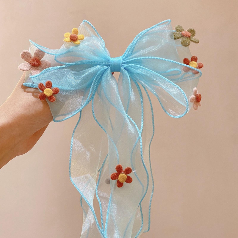 Kẹp Tóc Vải Lưới Đính Hoa Xinh Xắn Cho Bé Gái