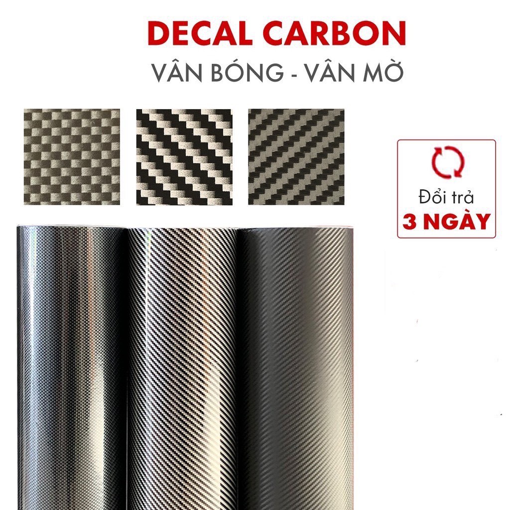 Decal dán xe cacbon vân bóng nhám sẵn keo trong loại xịn