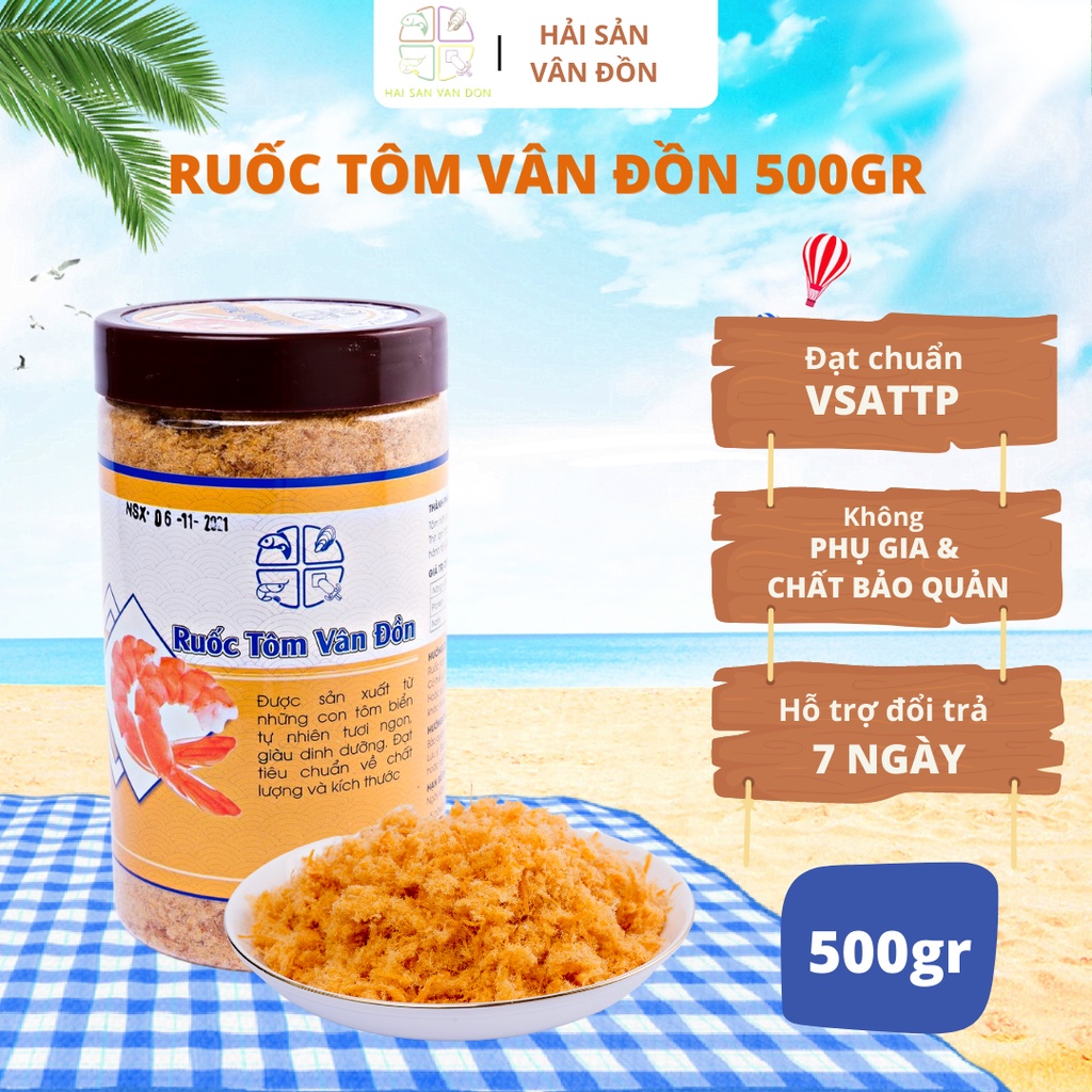 Ruốc Tôm Vân Đồn 500g ĐẬM ĐÀ HƯƠNG VỊ BIỂN Làm Từ Tôm Biển Tự Nhiên, Mềm Thơm Ngon Giàu Dinh Dưỡng Không Chất Phụ Gia
