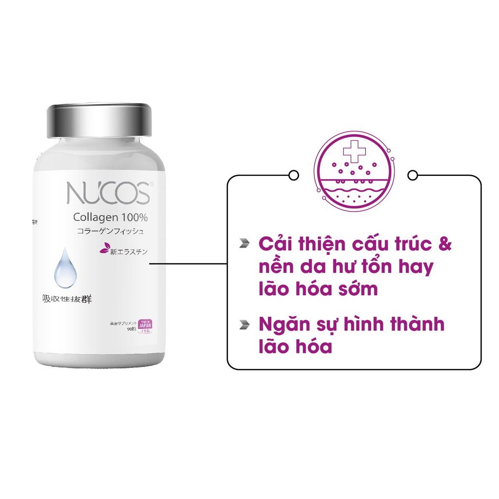 Collagen đẹp da dưỡng ẩm Nucos collagen 100% 90 viên