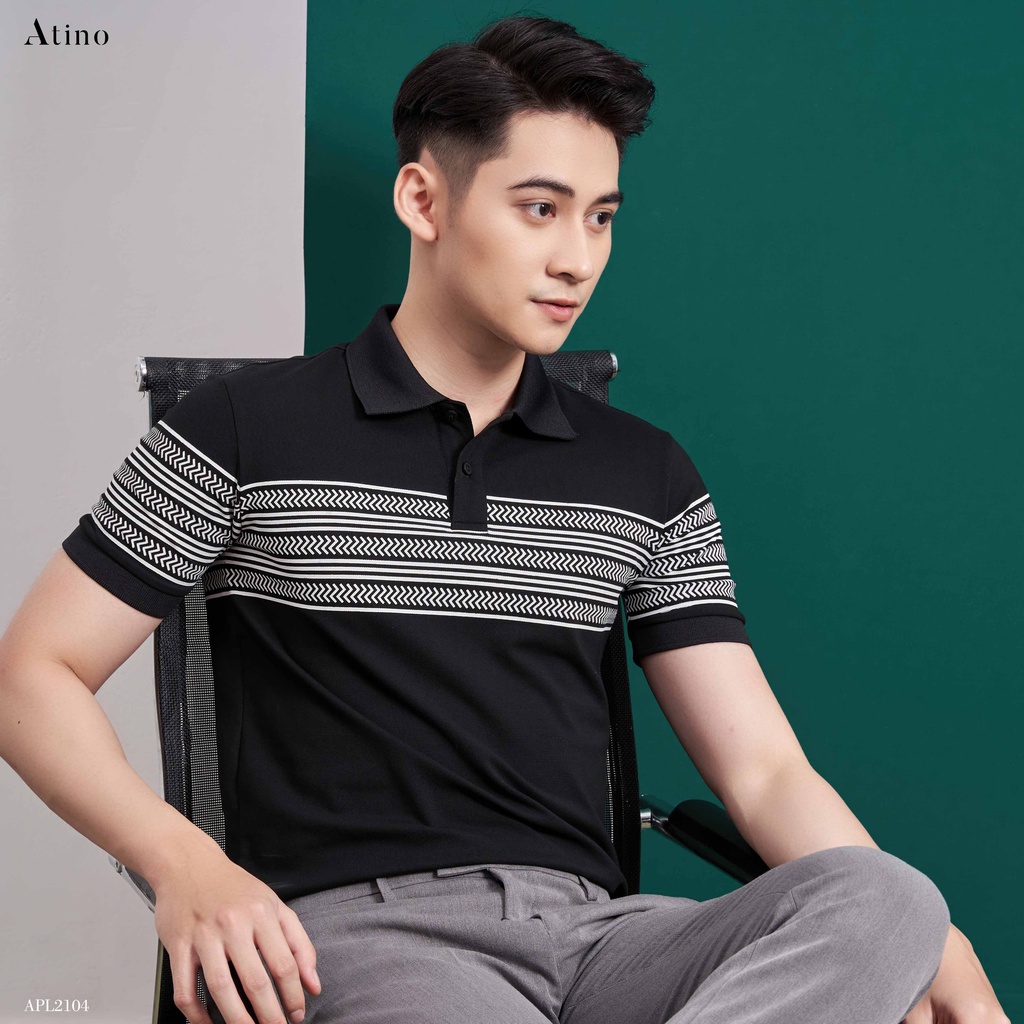 Áo Polo Nam in hoạ tiết CHEVRON ATINO vải cá sấu Cotton cao cấp sang trọng lịch lãm regular APL2104 | BigBuy360 - bigbuy360.vn
