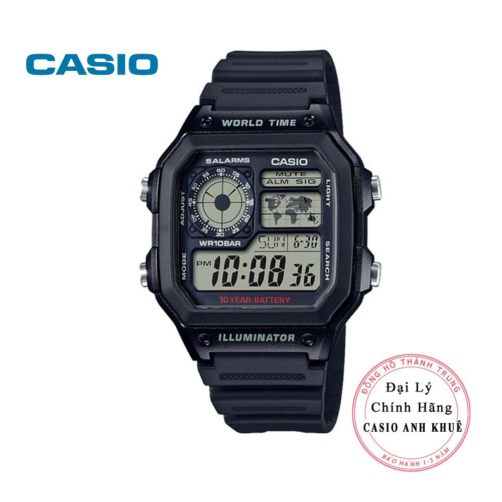 Đồng hồ Nam Casio WorldTime AE-1200WH-1AVDF dây nhựa