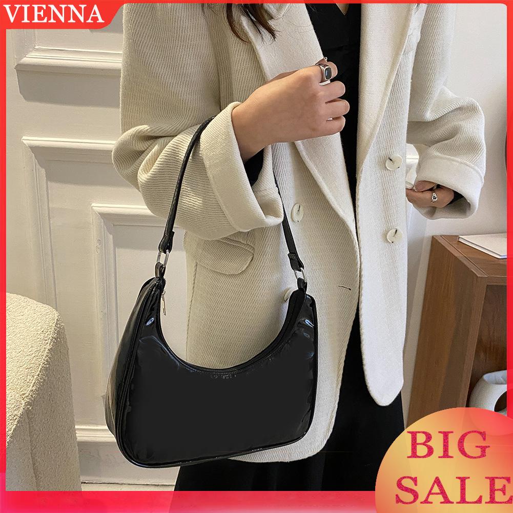 Túi xách da bóng màu trơn thiết kế đơn giản cho phái nữ