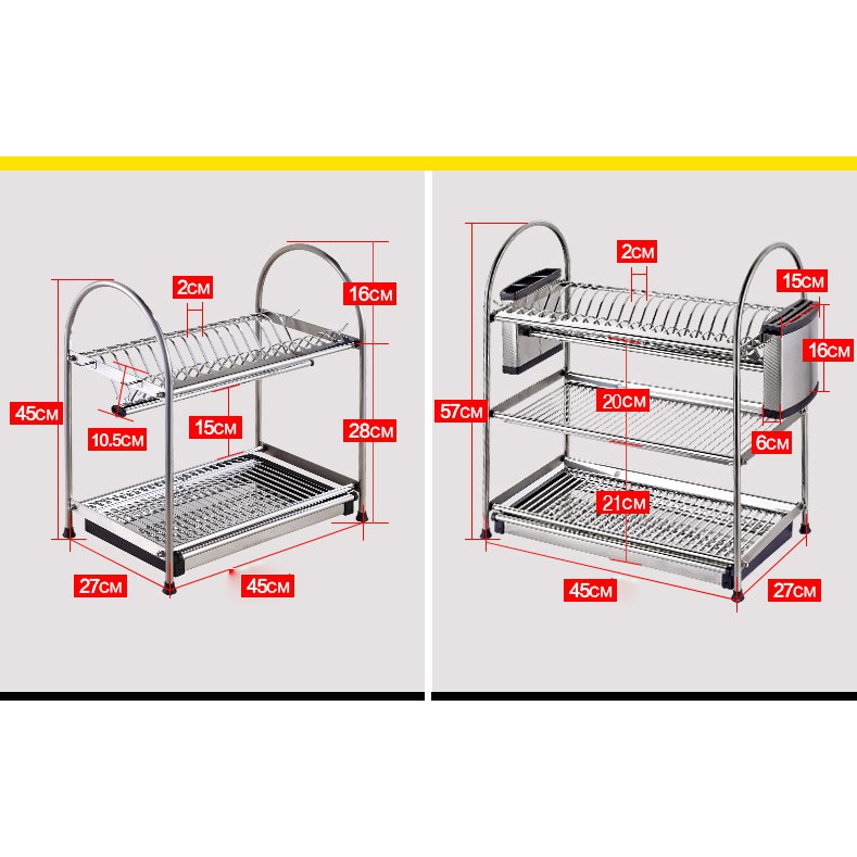 Kệ để bát đĩa kèm ống gài dài ống cắm đũa đa năng bằng inox 304 không gỉ sét H38