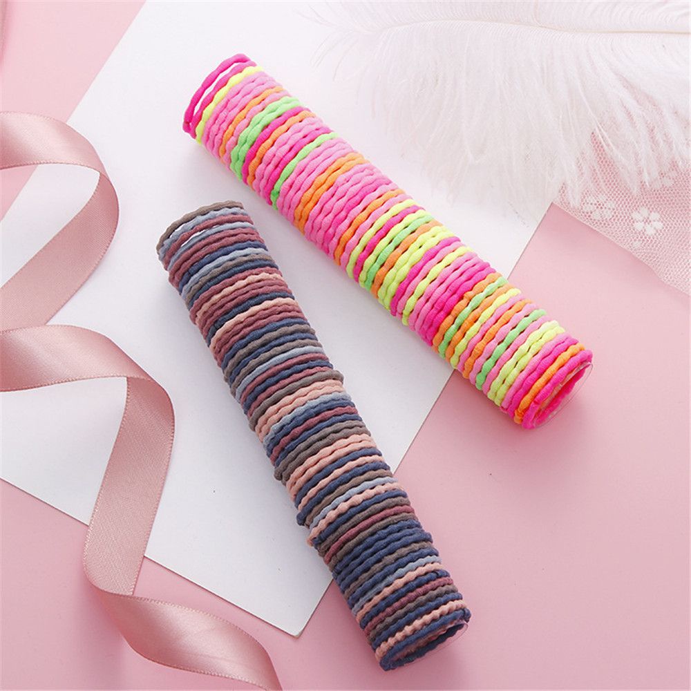 Túi 50 Dây Thun Cột Tóc Bằng Nylon Co Giãn Nhiều Màu Dành Cho Bé Gái