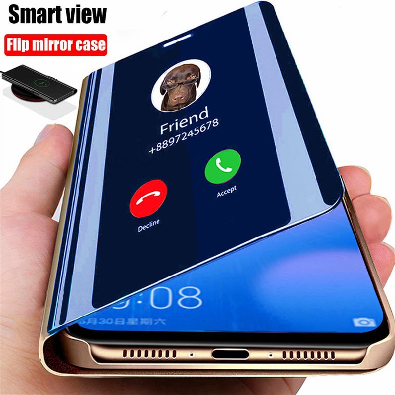 Ốp điện thoại nắp lật tráng gương thông minh cho Samsung Galaxy A50 A30S A50S A22 4G 5G M32 A20S A20 A02S A30 A03S A82