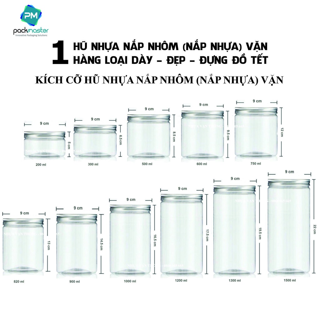 Lẻ 1 chiếc Hũ nhựa tròn nắp nhôm  vặn