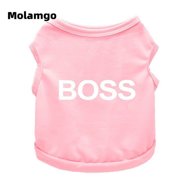 Áo không tay vải polyester chữ boss thời trang mùa hè cho thú cưng/chó nhỏ