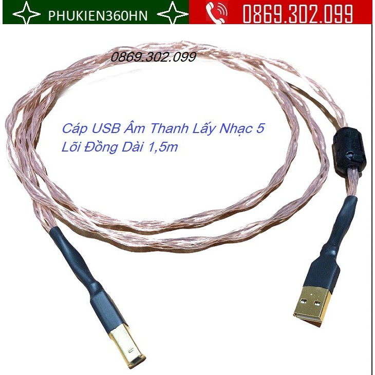 Cáp USB Âm Thanh 5 Lõi Đồng WALLE Dài 1,5m Cao Cấp