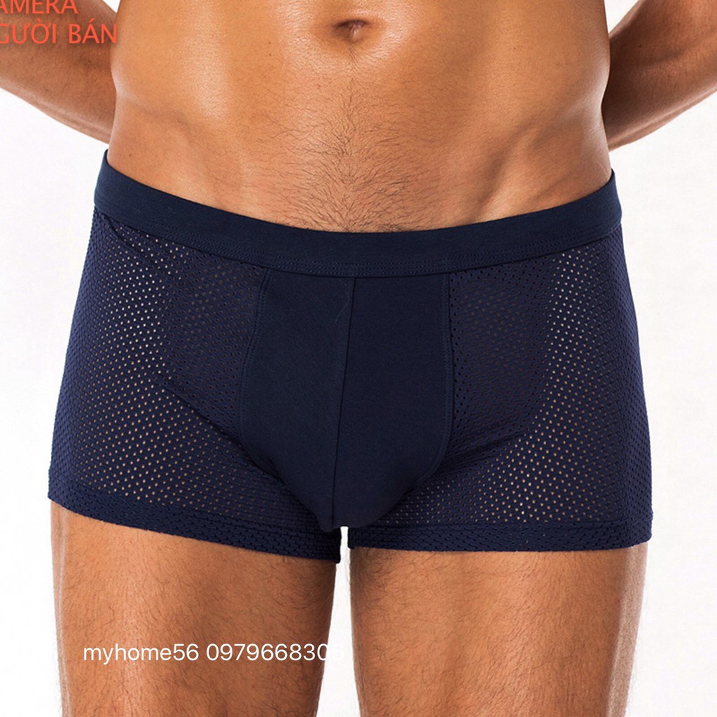 [Hộp 4 cái] quần sịp đùi thông hơi vải cotton lạnh siêu mát 402