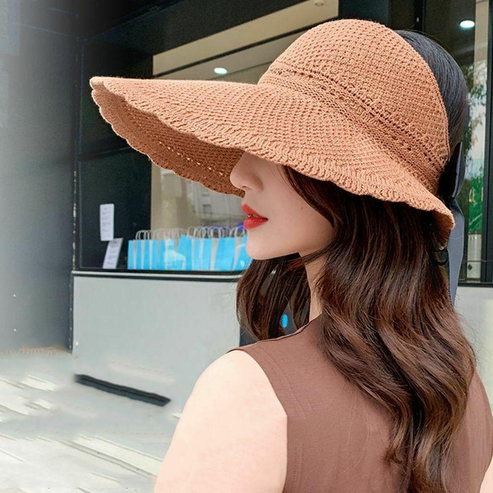 NIUYOU Mũ Đi Biển Chống Nắng Đính Nơ Có Thể Gấp Gọn Tiện Lợi