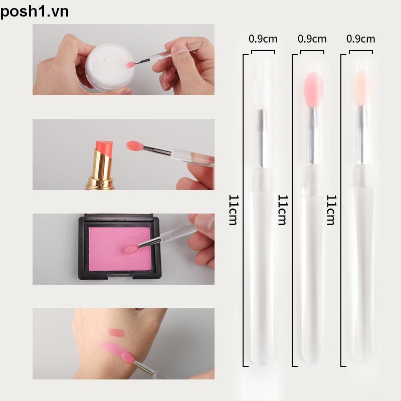 💌Cọ Tô Son Môi Bằng Silicon Trong Suốt Di Động Đính Kim Sa Có Nắp Đậy Tiện Dụng