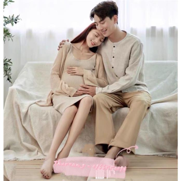 Áo khoác bầu cadigan len mỏng mix ngoài siêu xinh