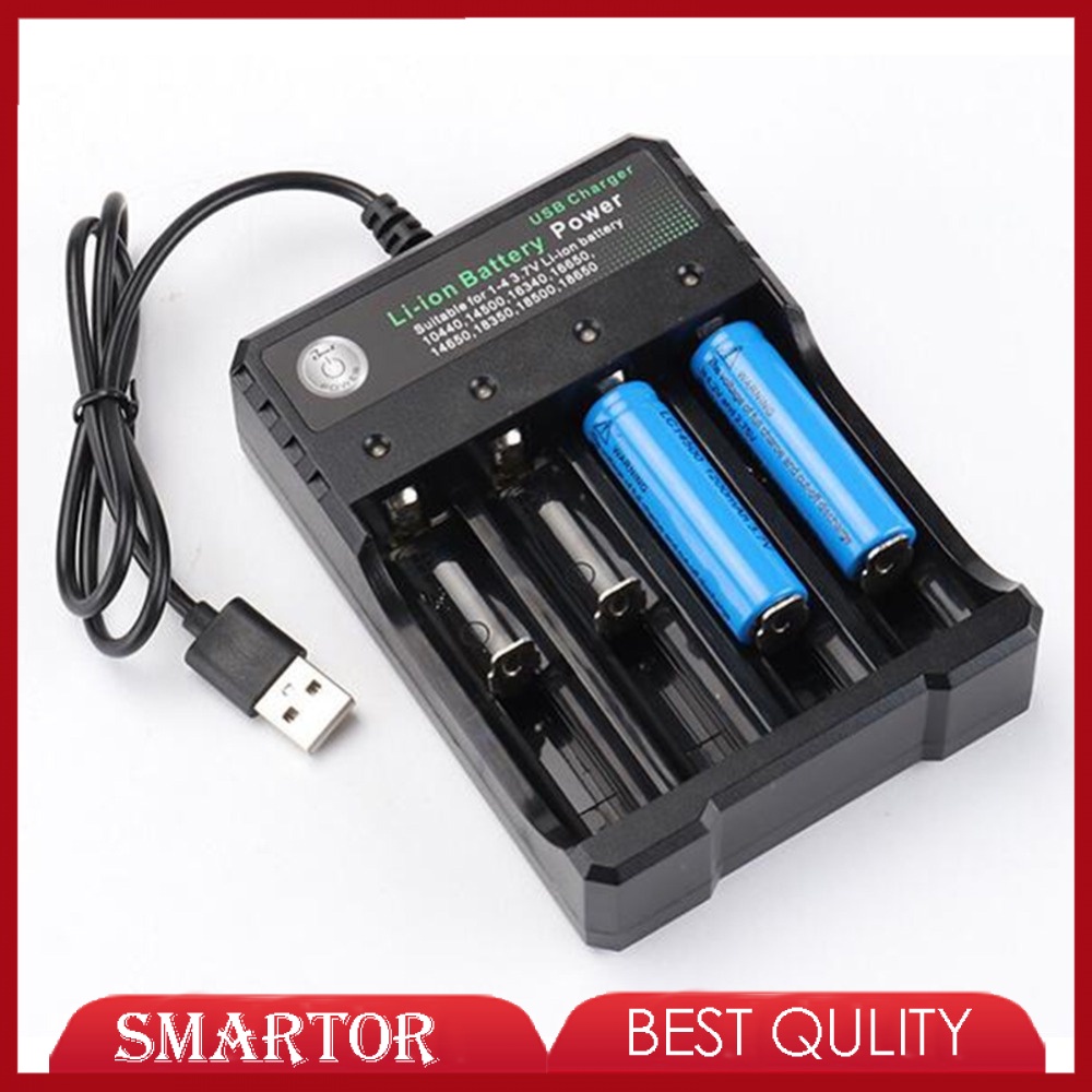 Bộ sạc VIRWIR 2/ 4 ngăn cho pin Lithium Li-ion AA AAA 18650 18500 16340 14500 26650