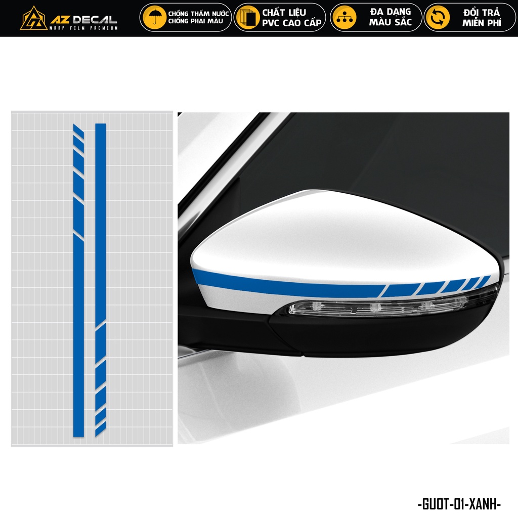Decal Gương Chiếu Hậu Phản Quang Ô Tô Thiết Kế Cá Tính | GUOT01 | Tem Dán Gương Xe Hơi Oto Chống Nước Dễ Dán